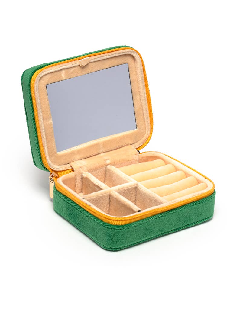 Velvet Jewelry Zip Case / Organizer - "Press for Champagne"