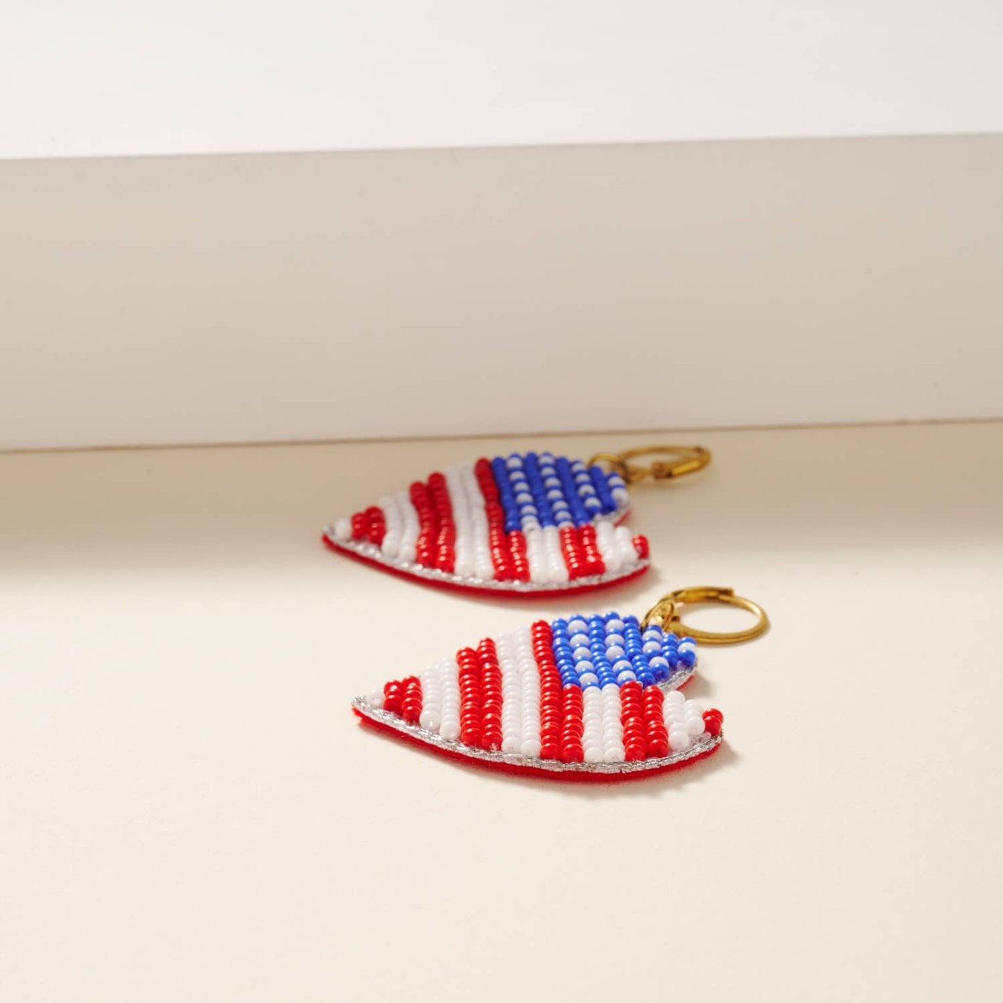 USA Heart Seed Beaded Earrings