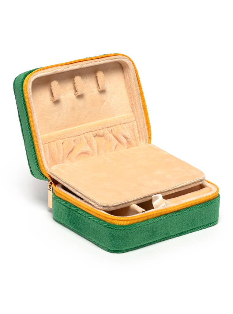 Velvet Jewelry Zip Case / Organizer - "Press for Champagne"