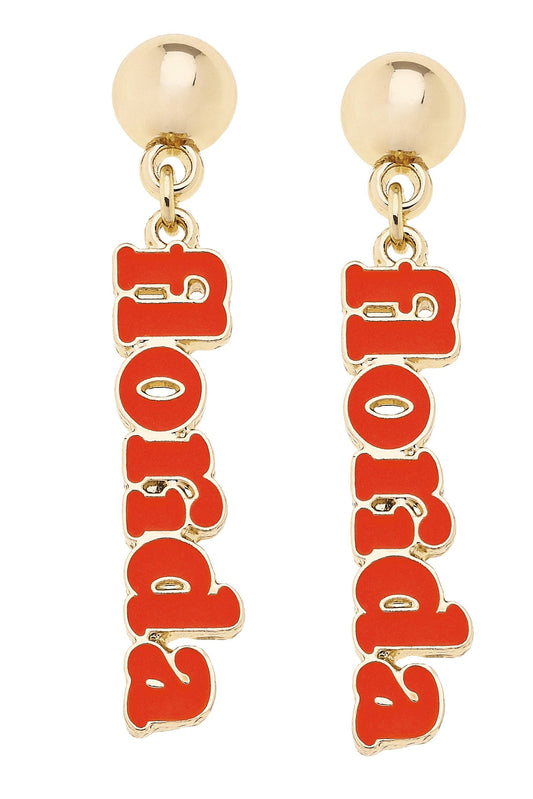 Orange Shine Slogan Earrings