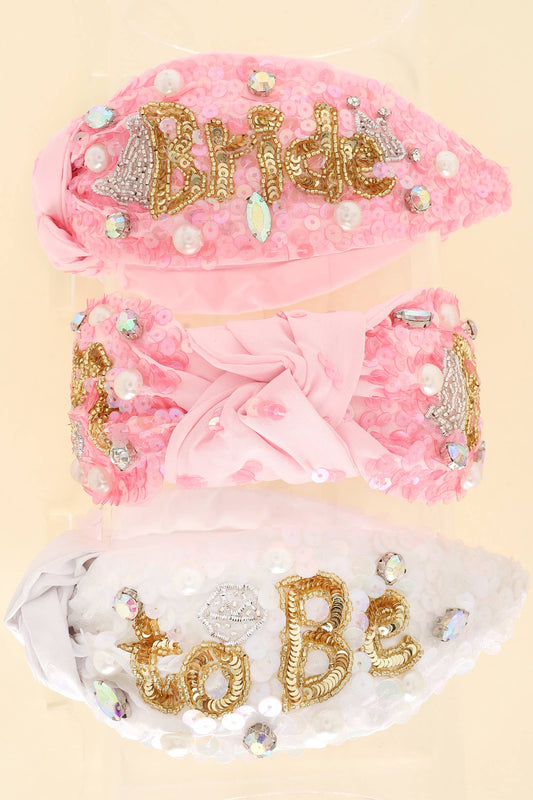 Bride to be Jewel Embellished Top Knotted Headband
