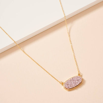 Druzy Stone Charm Short Necklace