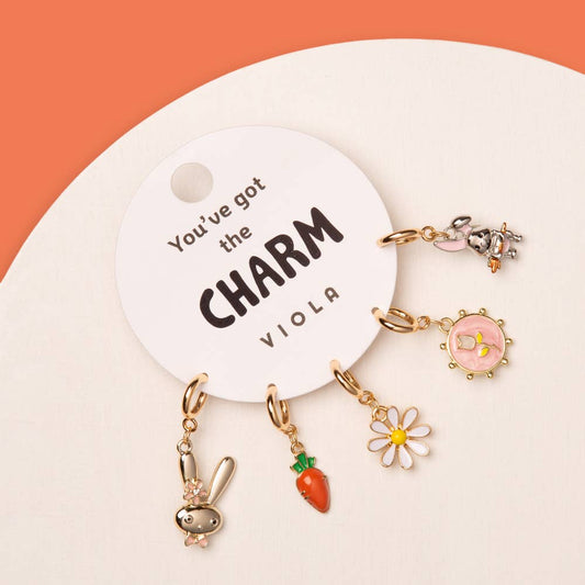 5-Pc Assorted Easter Bunny Theme Charm Set