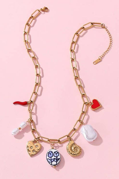 Necklace - Charm Bar - Santorini Charm Necklace