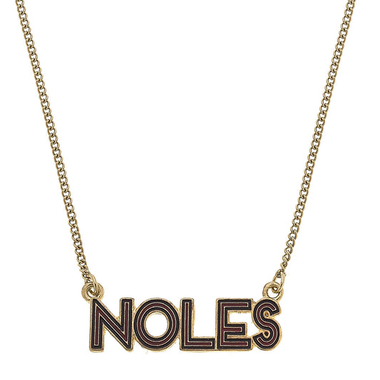 Garnet Outline Enamel Necklace