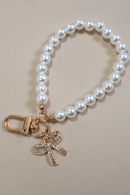 PEARL BOW HEART SEASHELL BAG KEYCHAINS