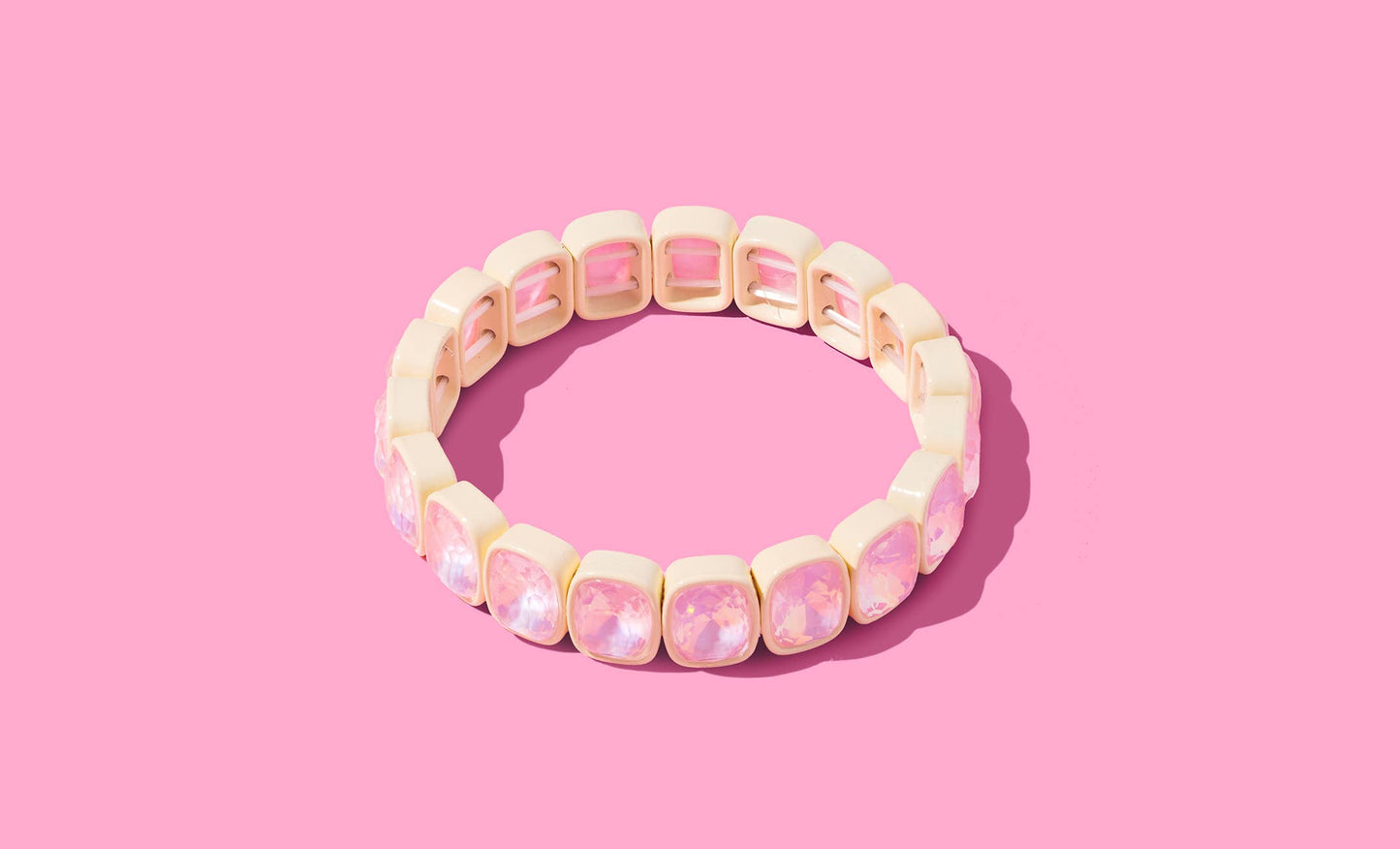 Enamel Stretch Bracelet - Large Rectangle Stones - Layla