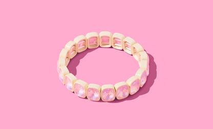 Enamel Stretch Bracelet - Large Rectangle Stones - Layla