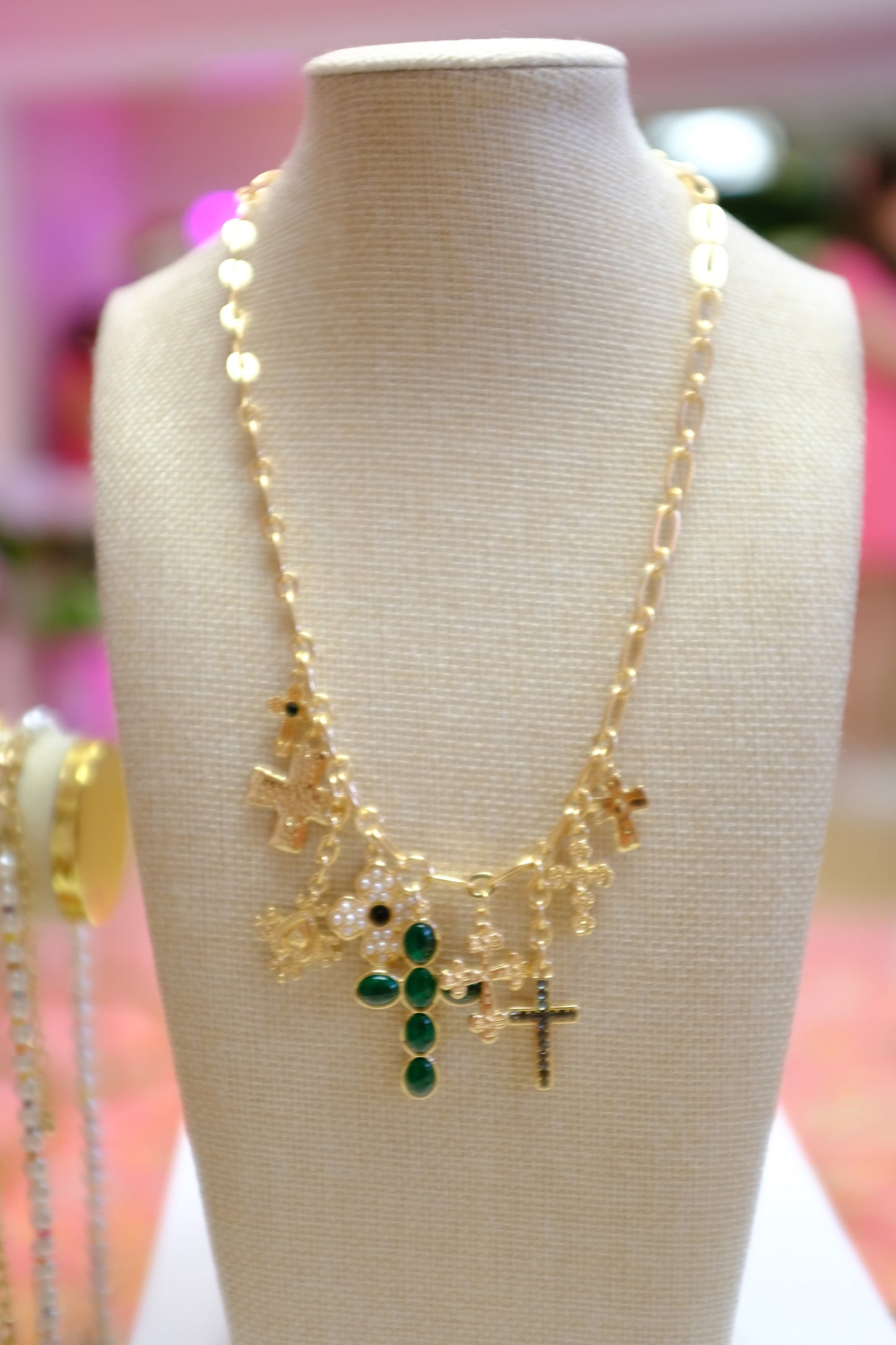 Necklace - Charm Bar - Cross Charm Necklace