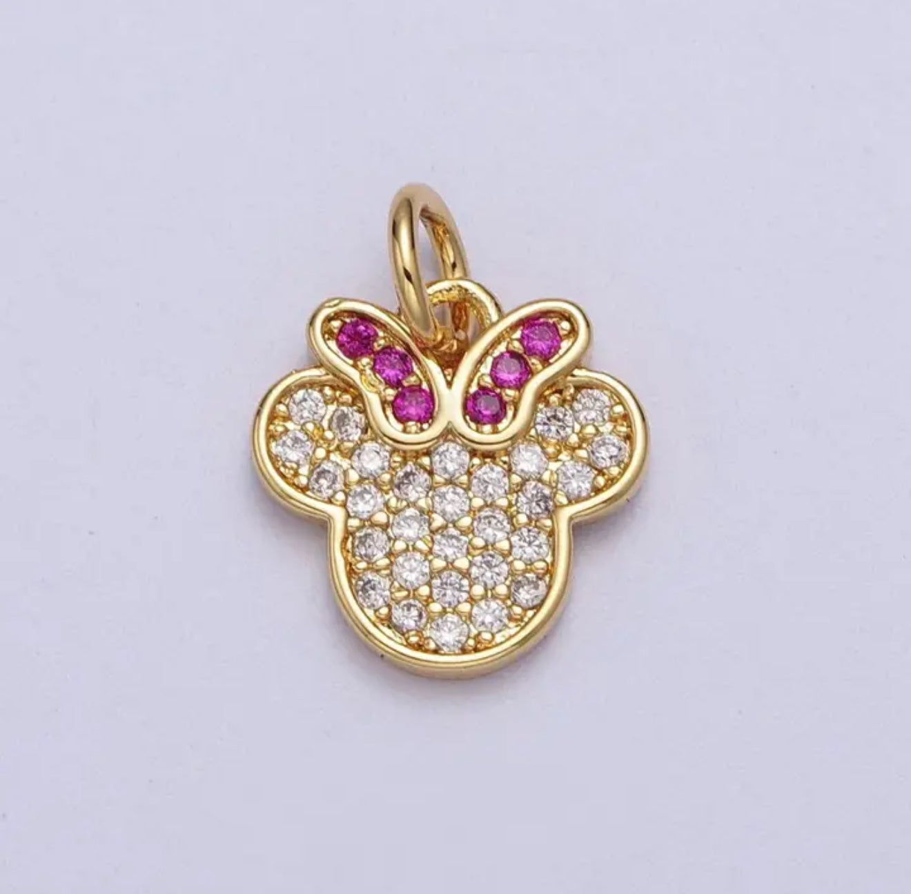 Gold Pave Bow Mouse Charm