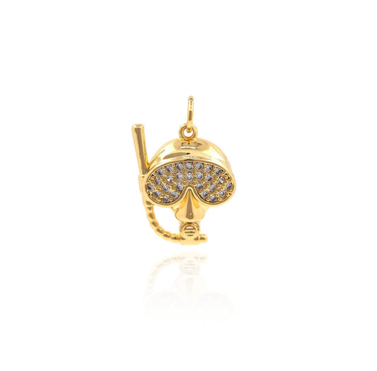 Gold Pave Snorkel Mask Charm