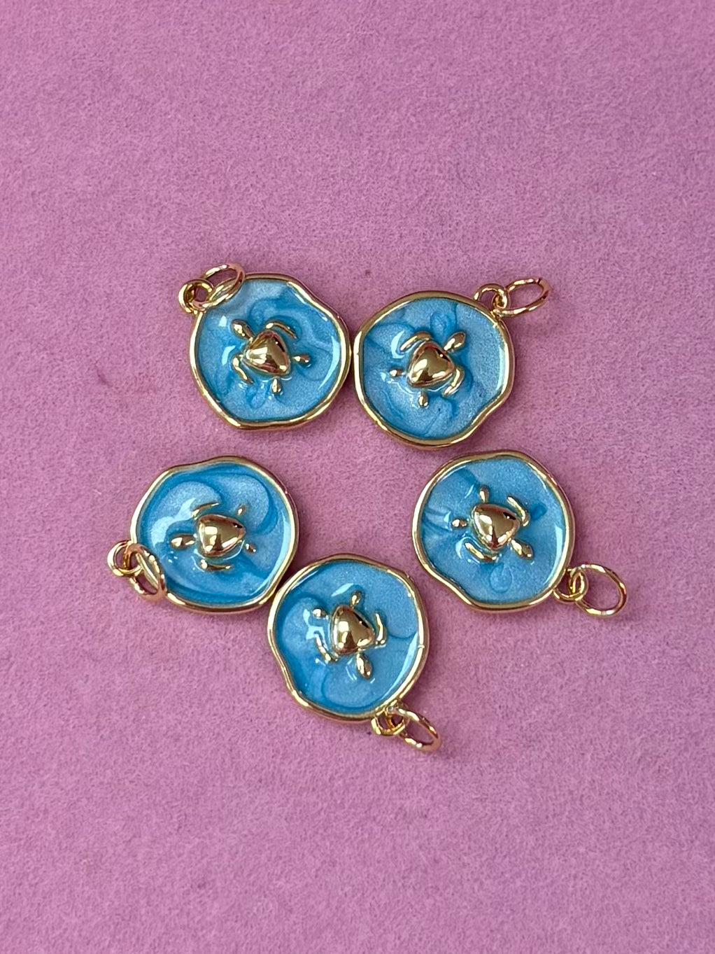 OCEAN- Gold Ocean Coin Medallion Charm