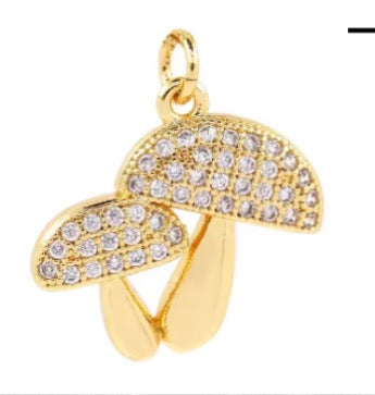 Gold Double Mushroom Charm