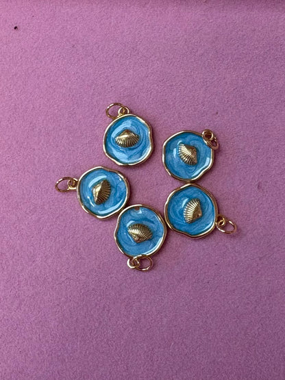 OCEAN- Gold Ocean Coin Medallion Charm