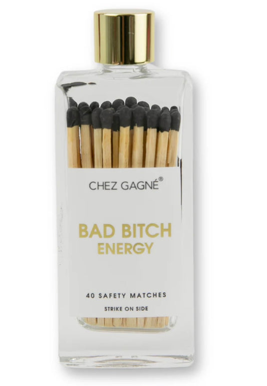 Bad Bitch Energy- Black Safety Matches in Glass Bottle