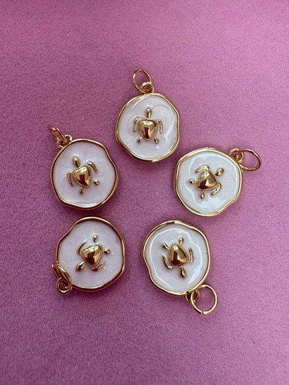 OCEAN- Gold Ocean Coin Medallion Charm