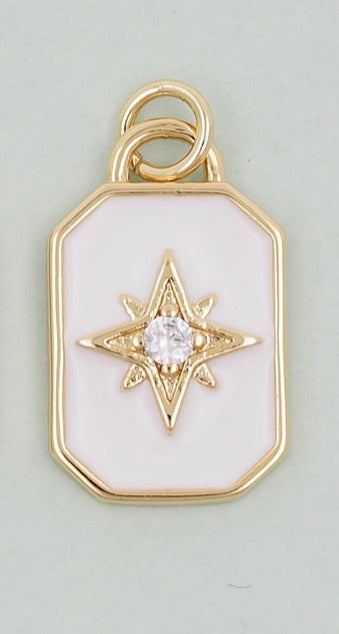 Gold and White North Star Pendant Charm