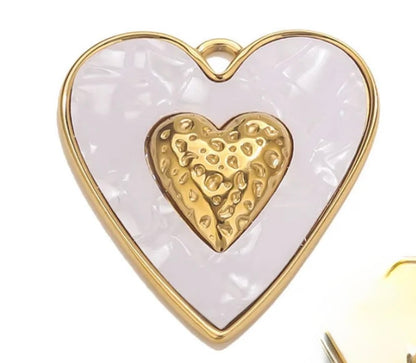 Gold Large Resin Heart Charm