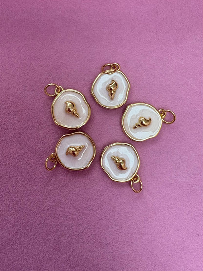 OCEAN- Gold Ocean Coin Medallion Charm