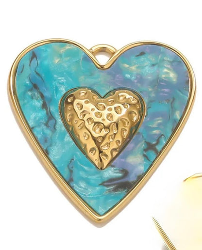 Gold Large Resin Heart Charm