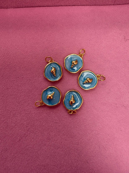 OCEAN- Gold Ocean Coin Medallion Charm