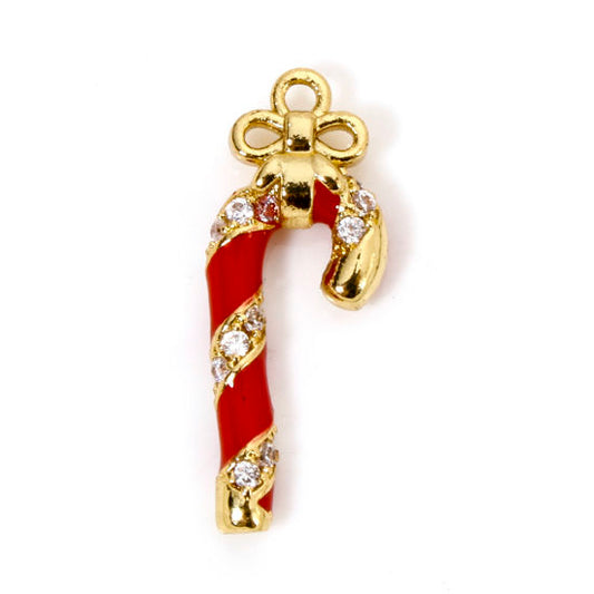 Gold Christmas Candy Cane Charm