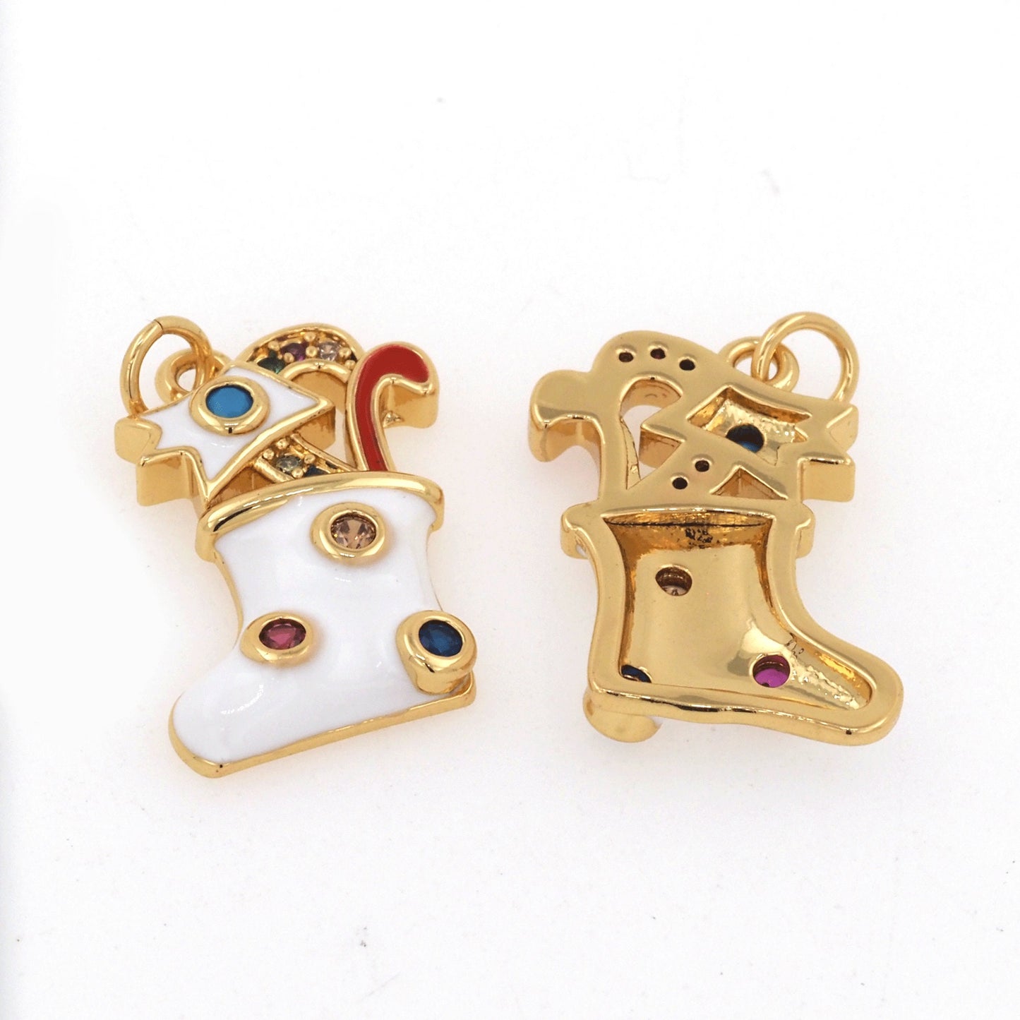 Gold Enamel Christmas Stocking