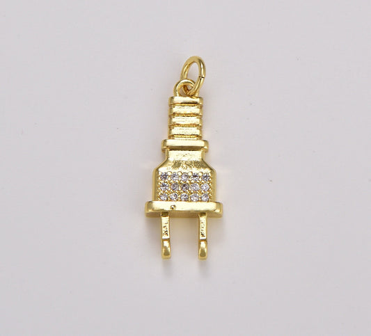 Gold Power Cord Plug Charm
