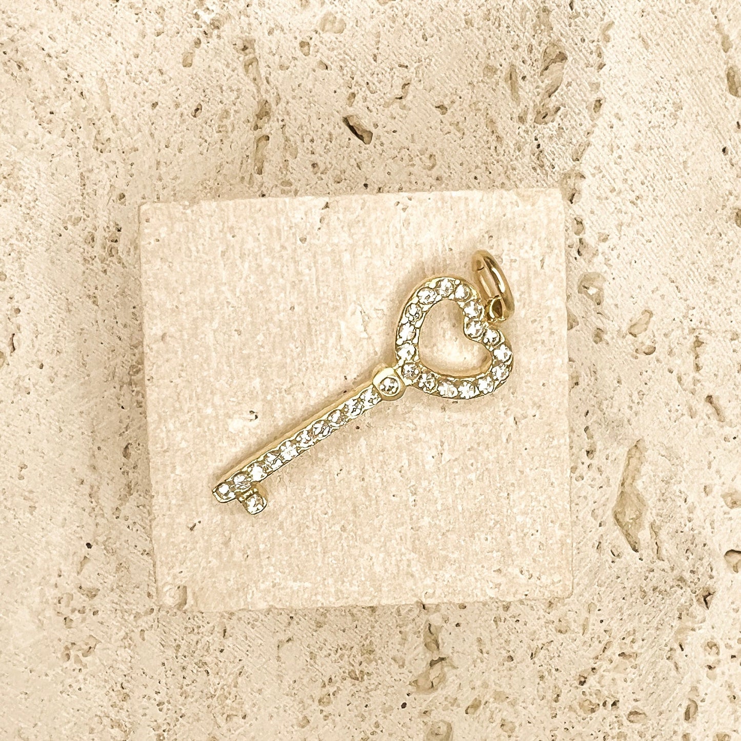 Gold Heart Key Charm