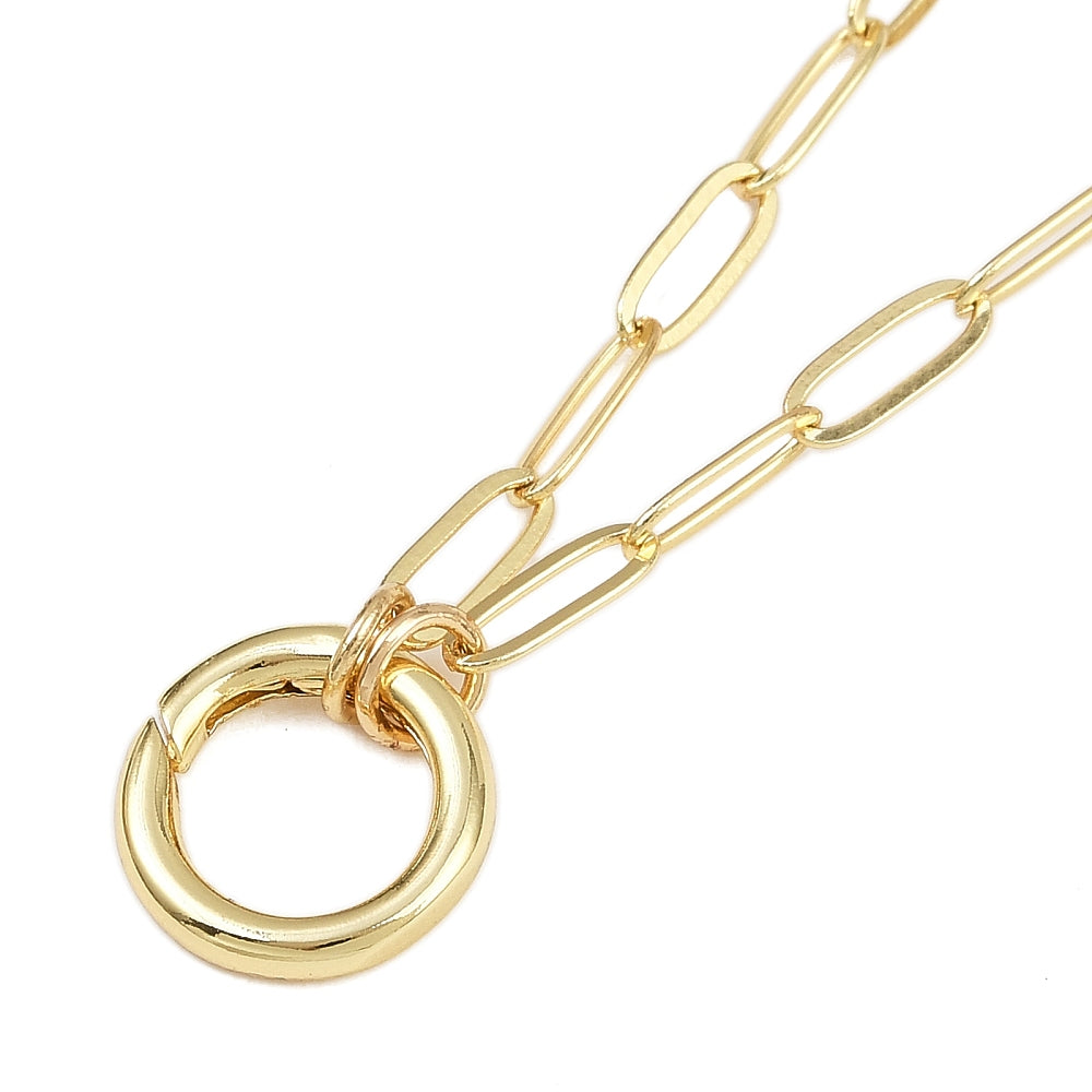 Paperclip Necklace with Circle Push Caribeaner