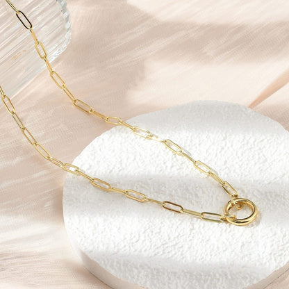 Paperclip Necklace with Circle Push Caribeaner