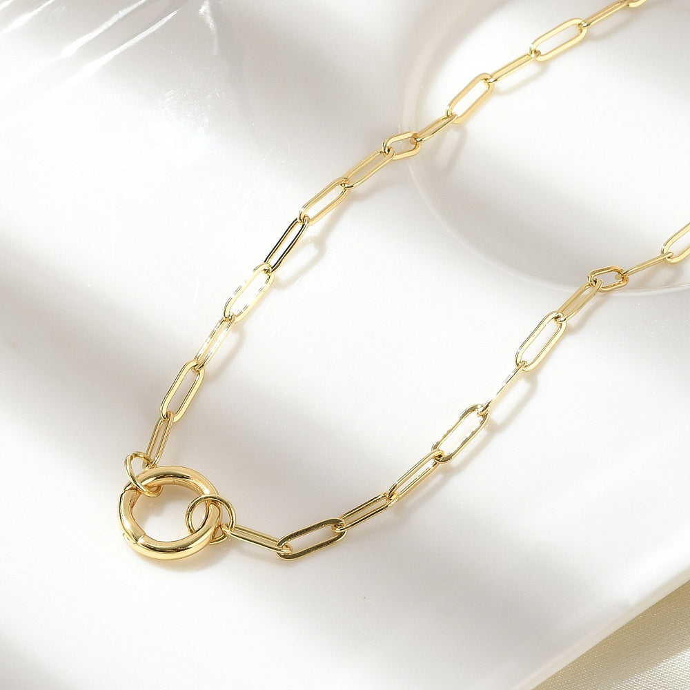 Paperclip Necklace with Circle Push Caribeaner