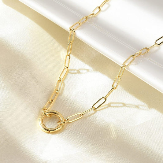 Paperclip Necklace with Circle Push Caribeaner