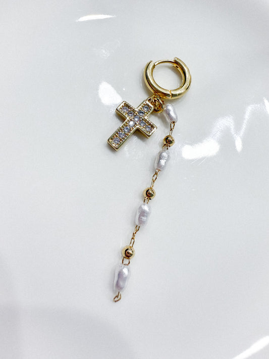Pavé Cross & Ocean Pearl Bikini Charm