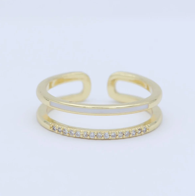 Double Layer Ring White Gold