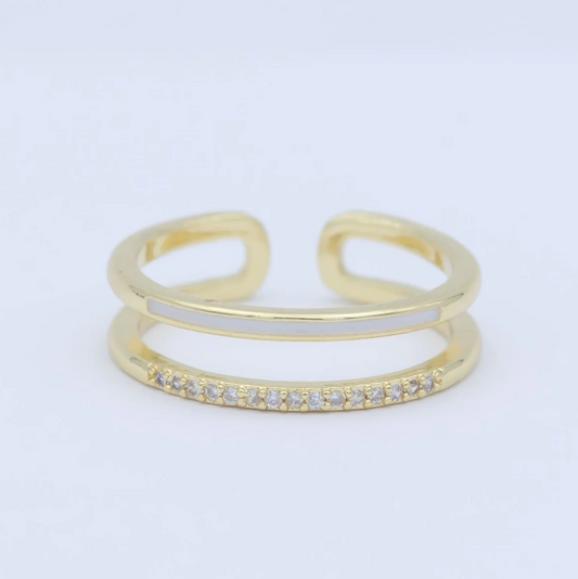 Double Layer Ring White Gold