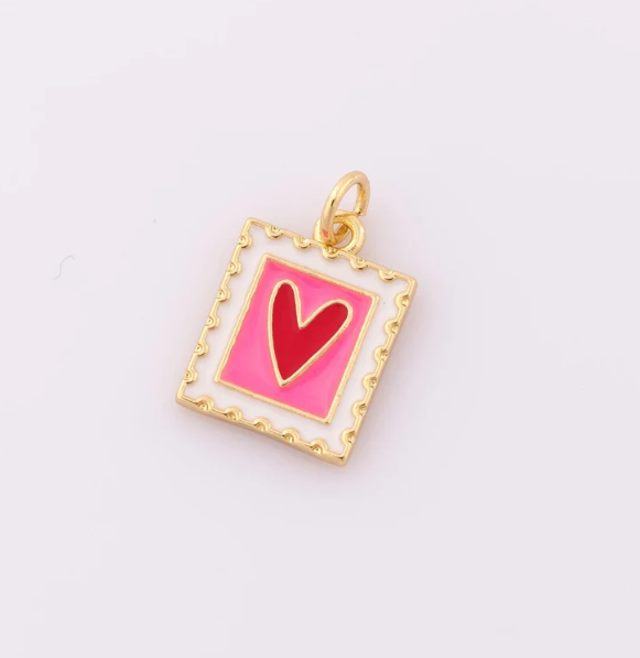 SIGNS, SHAPES & SYMBOLS- Gold Heart Stamp Charm