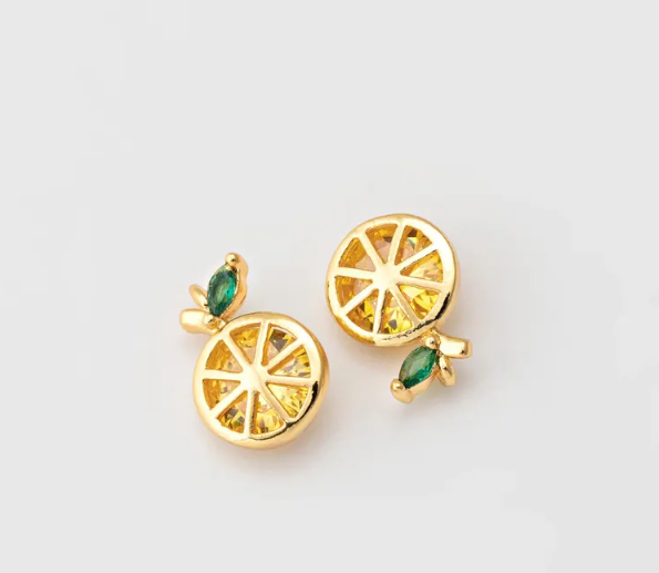 FOOD & BEVERAGE- Gold Lemon Slice Crystal Charm
