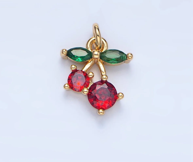 Cherries Charm Crystal Red and Green