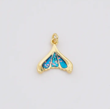 Blue and Gold Mermaid Tail Gold Charm