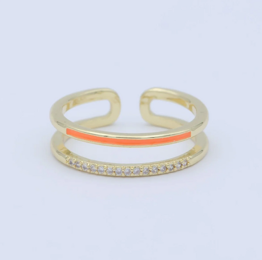 Double Layer Ring Orange Gold