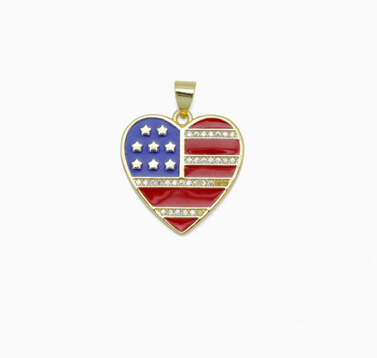 American flag heart charm