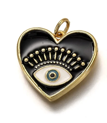 Evil Eye Heart Gold Charm