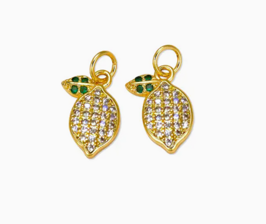 FOOD & BEVERAGE- Gold Lemon Crystal Charm