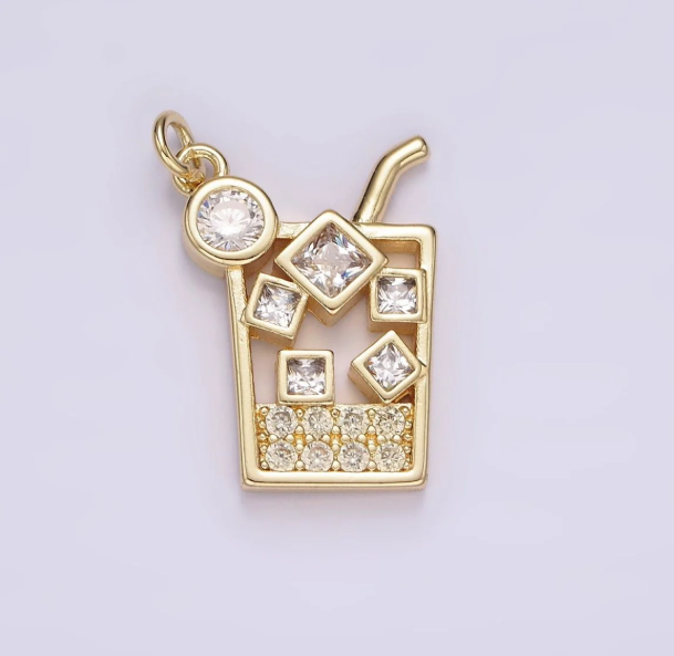 FOOD & BEVERAGE- Gold Ice Cube Cold Glass Drink Open Charm