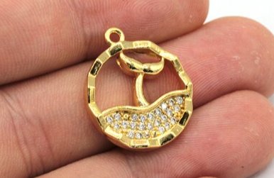 OCEAN- Gold Whale Tail Charm