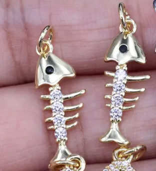 OCEAN- Gold Fish Skeleton Charm