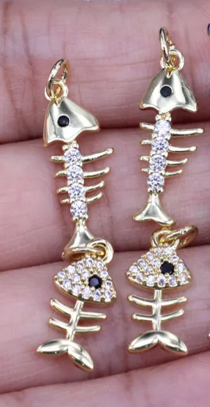 OCEAN- Gold Fish Skeleton Charm