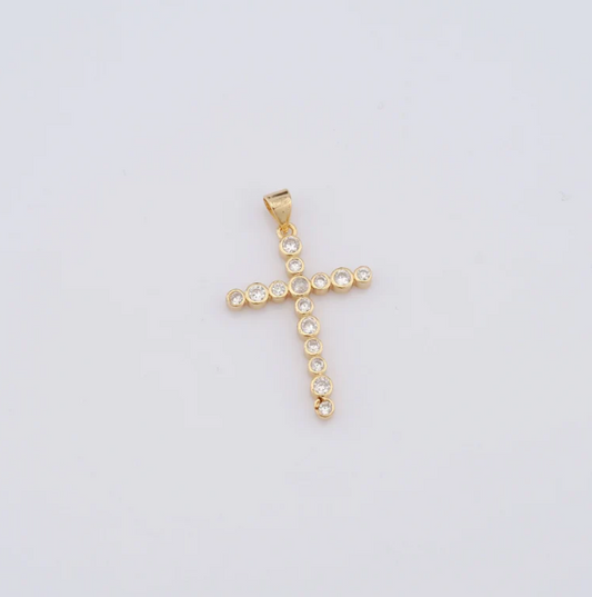 SIGNS, SHAPES & SYMBOLS- Large Dainty Crystal Cross Charm