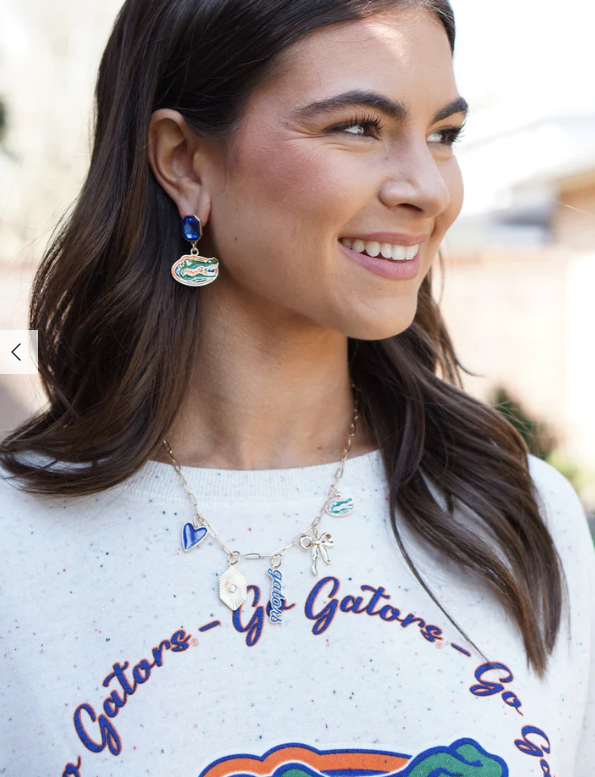 Florida Gators Paper Clip Charm Collector Necklace in Shiny Gold